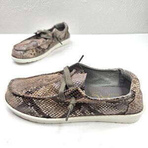 Beach Matisse Boat Shoes Womens Sz 8 Snake Print Slip On Lightweight Flat Loafer